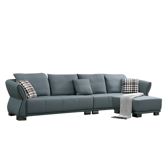Mokdern Standard 4-Seat leather Sofa With Footrest