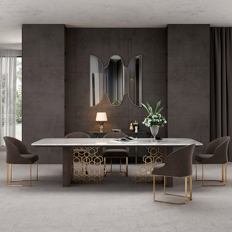 Mokdern 78.7″ Square Marble Dining Table