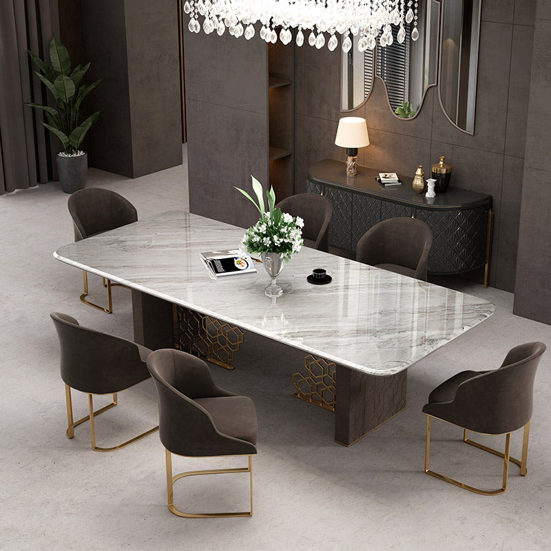 Mokdern 78.7″ Square Marble Dining Table