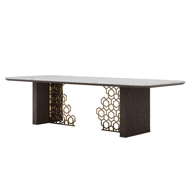 Mokdern 78.7″ Square Marble Dining Table