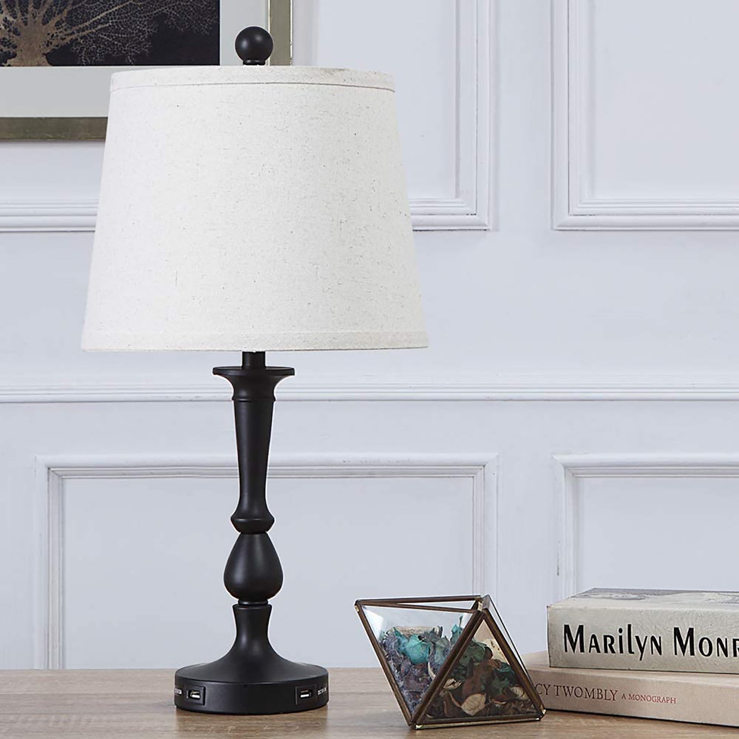 Mokdern Table Lamp Set of Two, Bedroom Table Lamp, Black Hardware