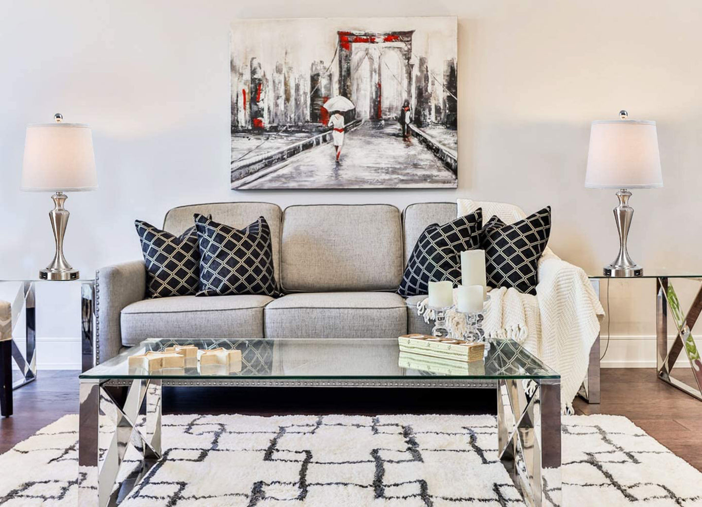 Mokdern Trophy Table Lamps Set of 2,Bedside Lamps for Bedroom