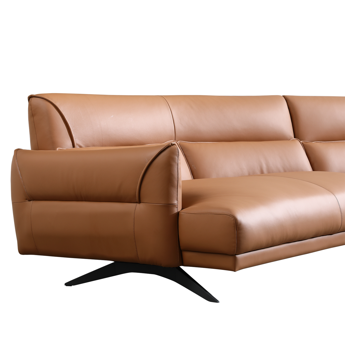 Mokdern 4-Seat Curved Leather Sofa