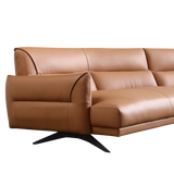 Mokdern 4-Seat Curved Leather Sofa