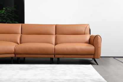 Mokdern 4-Seat Curved Leather Sofa