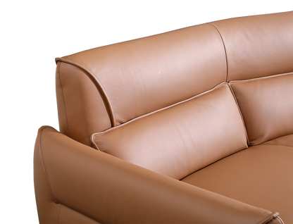 Mokdern 4-Seat Curved Leather Sofa