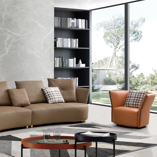 Mokdern four-seater Modular leather sofa with single seat