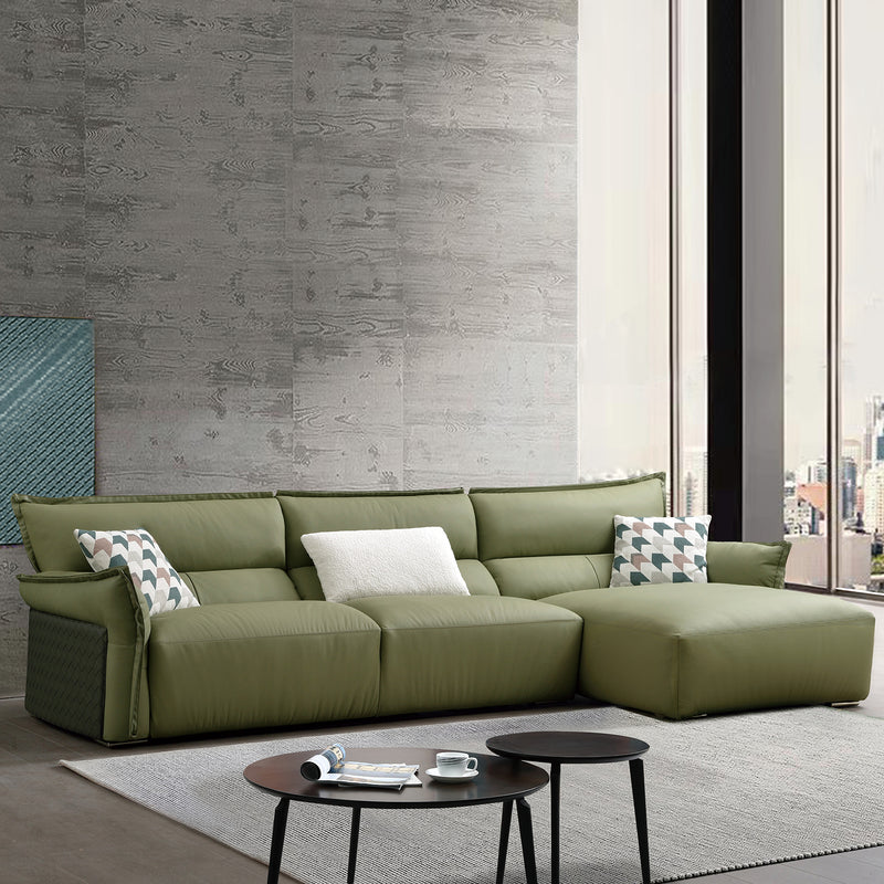 Mokdern L-shaped 3-seat leather sofa