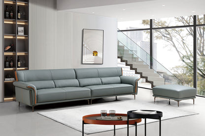 Mokdern European Style 4-Seat Leather Sofa With Footrest