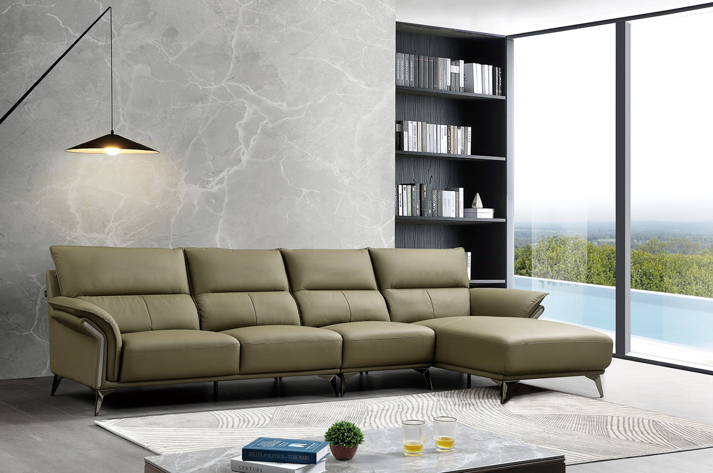Mokdern L-shaped 4-seat Modular leather sofa