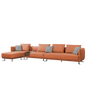 Mokdern 4-seat stitching leather sofa with footrest and wood box