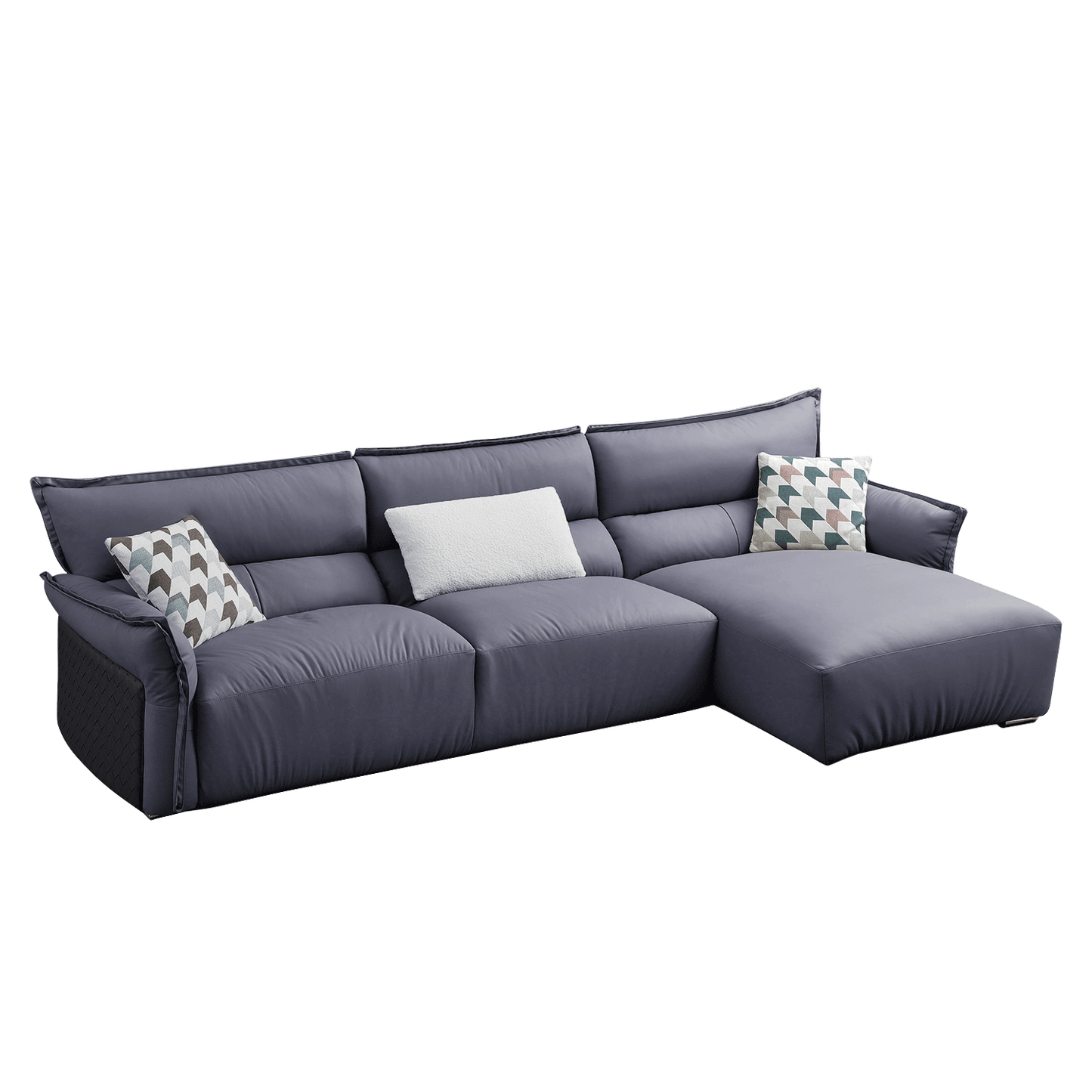 Mokdern L-shaped 3-seat leather sofa