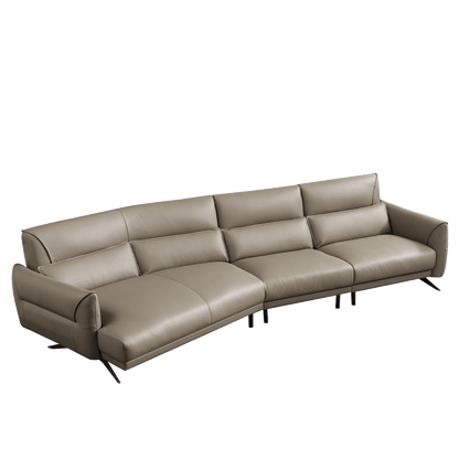 Mokdern 4-Seat Curved Leather Sofa