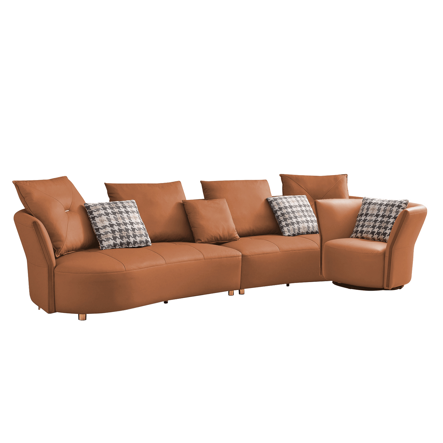 Mokdern four-seater Modular leather sofa with single seat