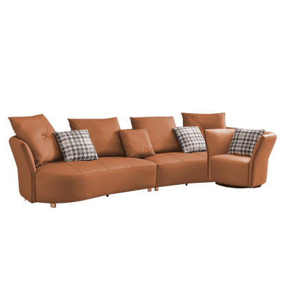 Mokdern four-seater Modular leather sofa with single seat