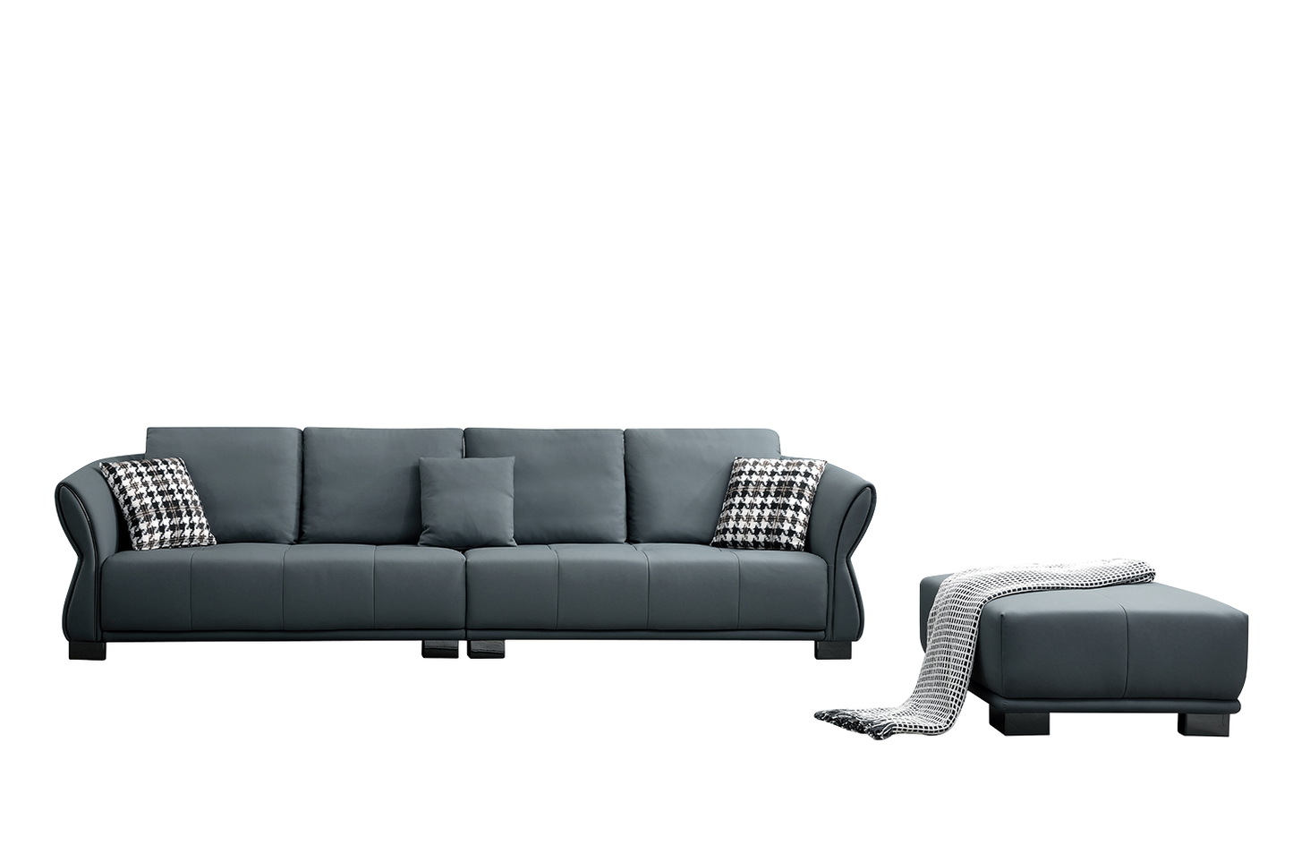 Mokdern Standard 4-Seat leather Sofa With Footrest