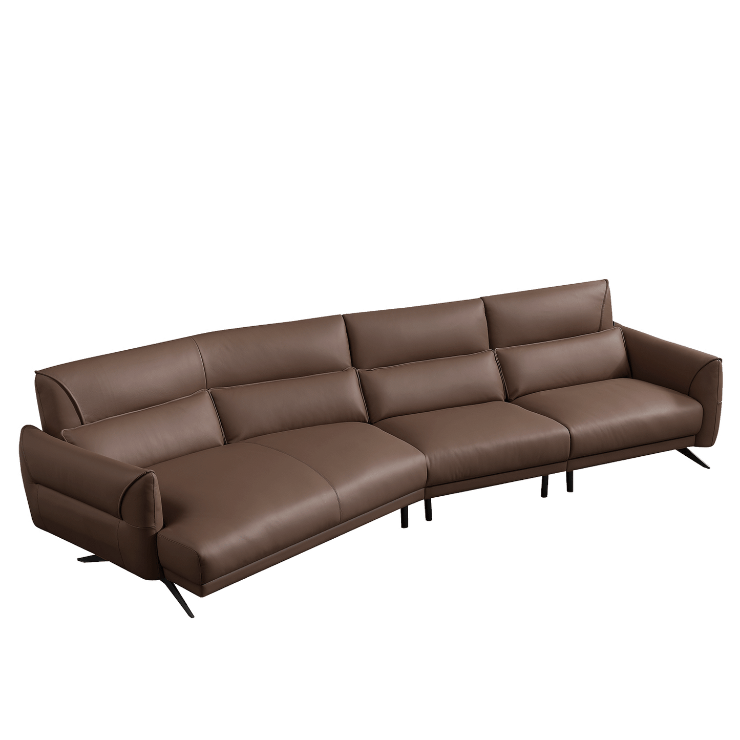 Mokdern 4-Seat Curved Leather Sofa