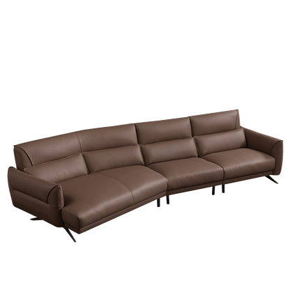 Mokdern 4-Seat Curved Leather Sofa