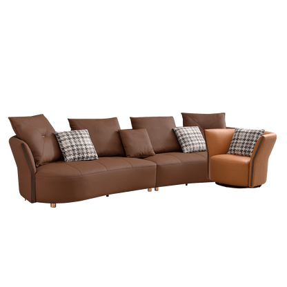 Mokdern four-seater Modular leather sofa with single seat