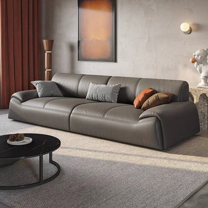 Mokdern 4-Seat standard round arms leather sofa