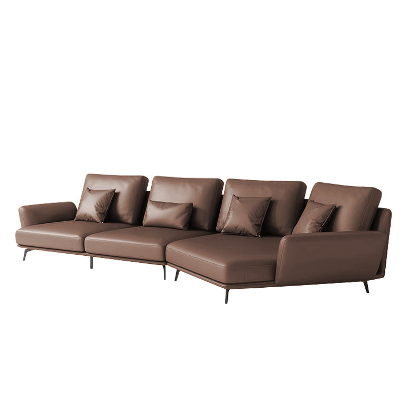 Mokdern curved 4-seat living room leather sofa