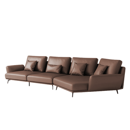 Mokdern curved 4-seat living room leather sofa