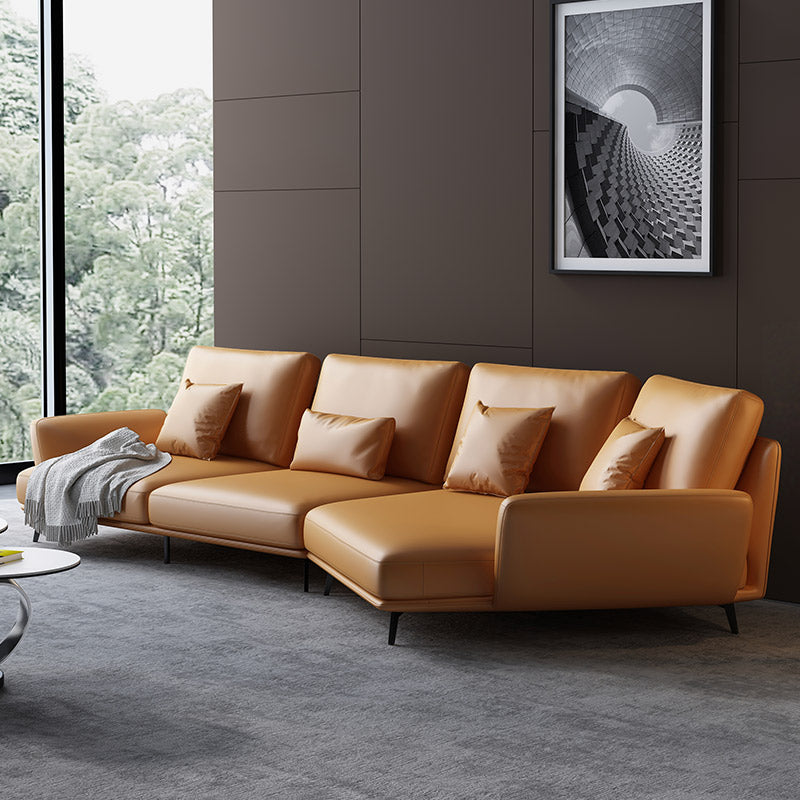 Mokdern curved 4-seat living room leather sofa