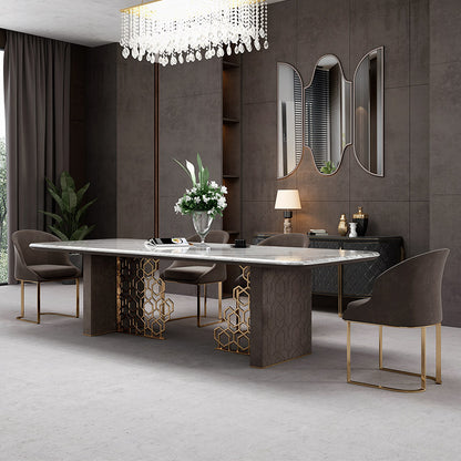 Mokdern 78.7″ Square Marble Dining Table