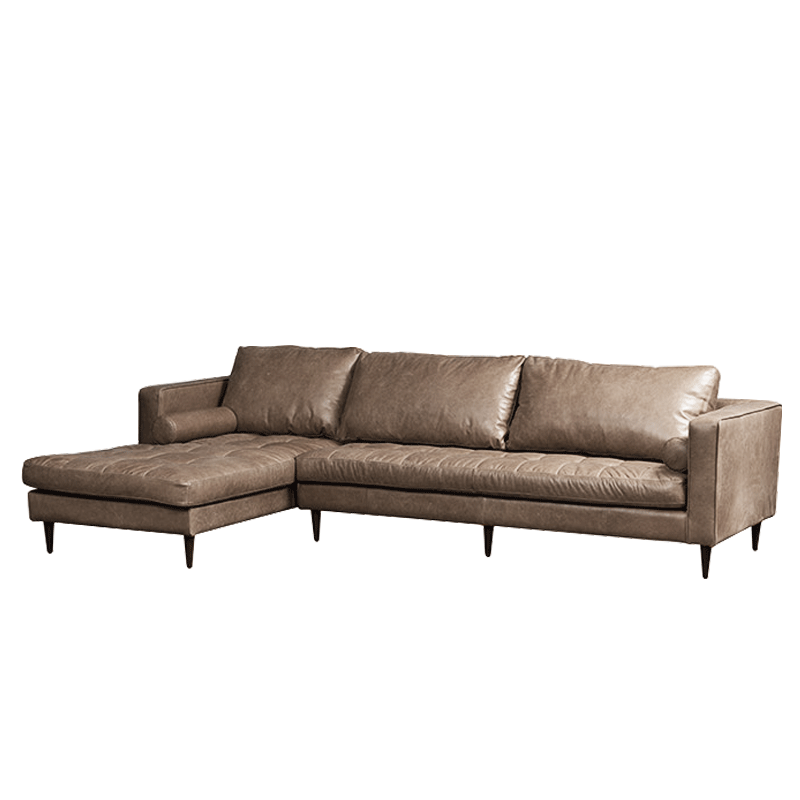 Mokdern 3-seat L shaped living room leather sofa