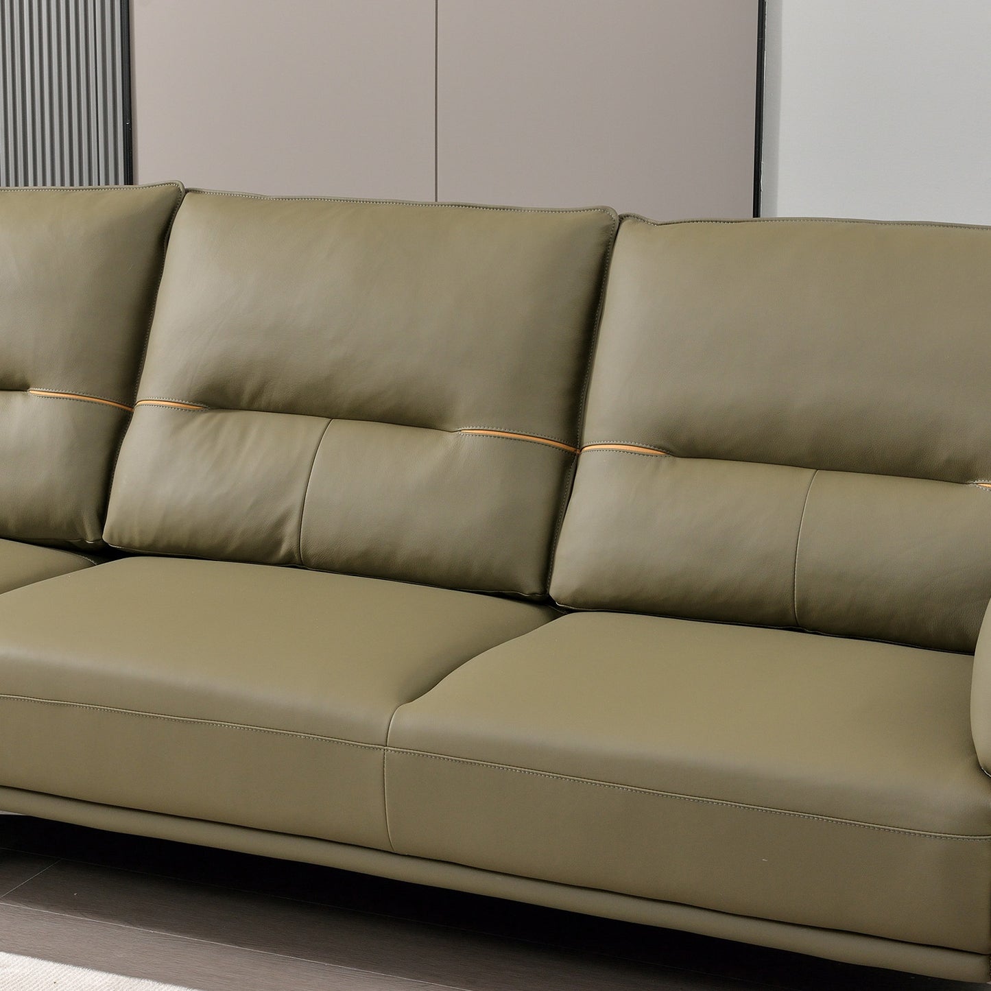 Mokdern 4-seat Standard type leather sofa with footrest