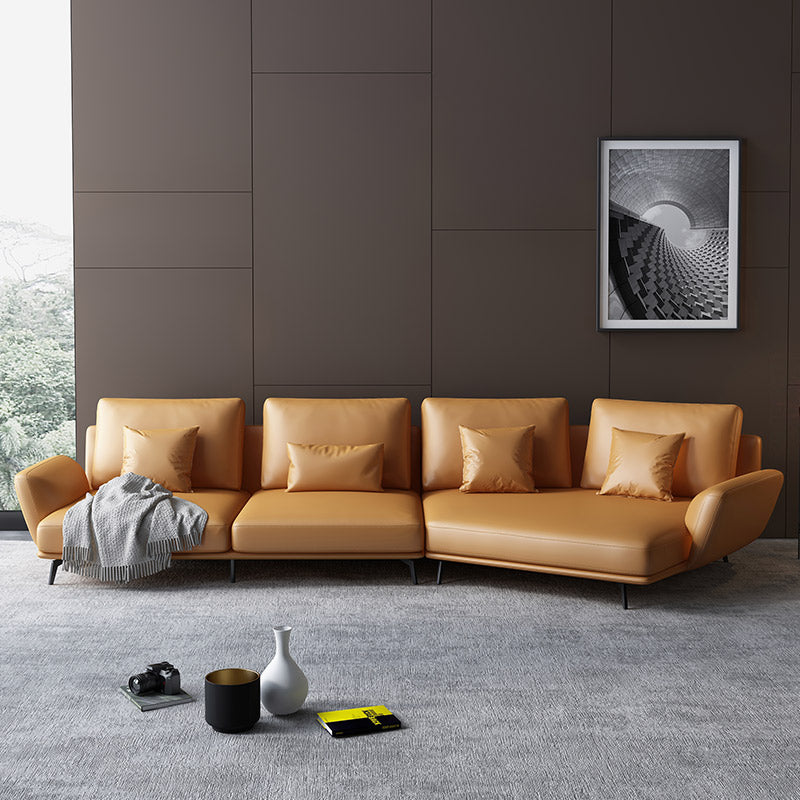 Mokdern curved 4-seat living room leather sofa