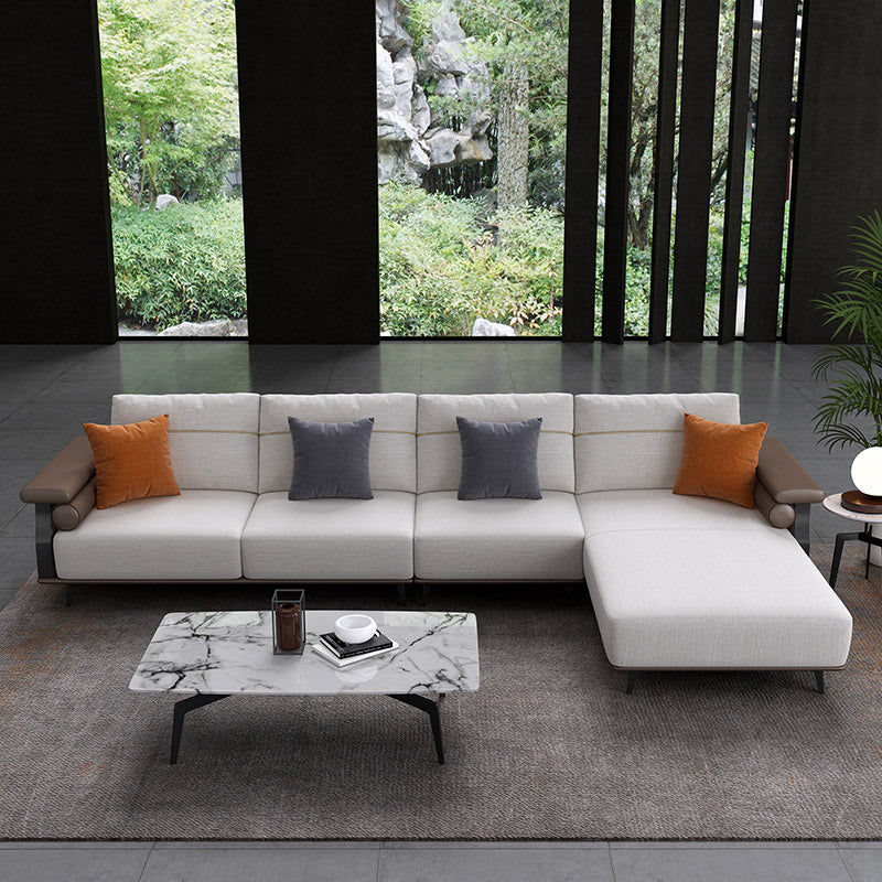 Mokdern L-Shaped modular 4-seat leather sofa