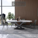 Mokdern 70.8'' Swivel stretchable marble dining table
