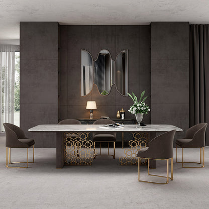 Mokdern 78.7″ Square Marble Dining Table