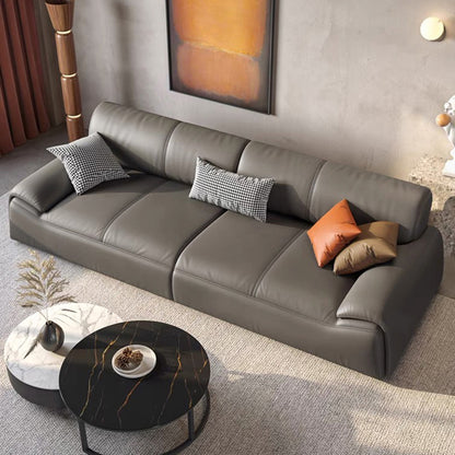 Mokdern 4-Seat standard round arms leather sofa