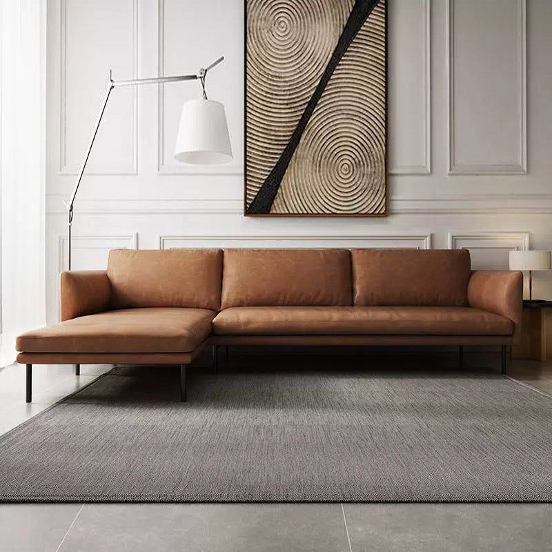 Mokdern L shaped 3-seat living room leather sofa