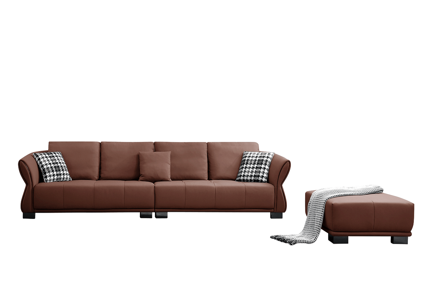 Mokdern Standard 4-Seat leather Sofa With Footrest