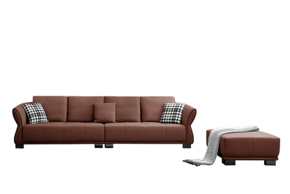 Mokdern Standard 4-Seat leather Sofa With Footrest