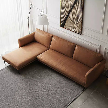 Mokdern L shaped 3-seat living room leather sofa