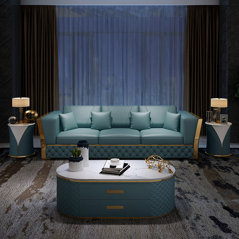 Mokdern Standard 3-seat Square arms Leather sofa