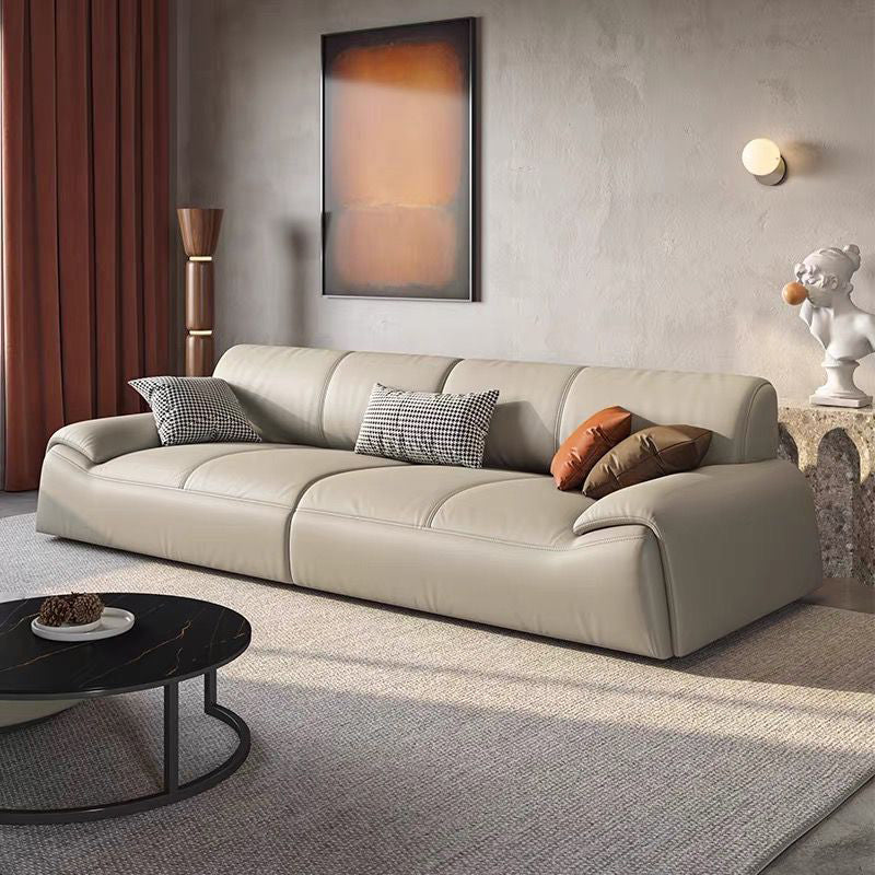 Mokdern 4-Seat standard round arms leather sofa