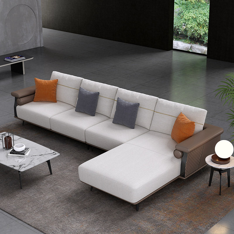 Mokdern L-Shaped modular 4-seat leather sofa
