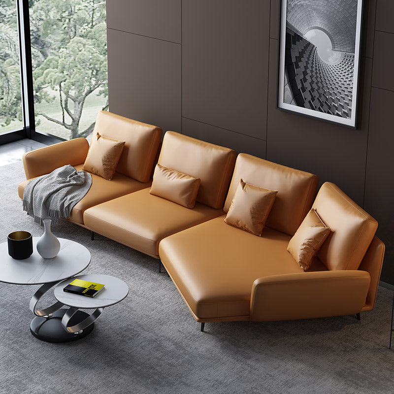 Mokdern curved 4-seat living room leather sofa