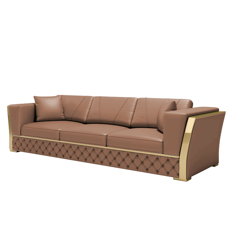 Mokdern Standard 3-seat Square arms Leather sofa