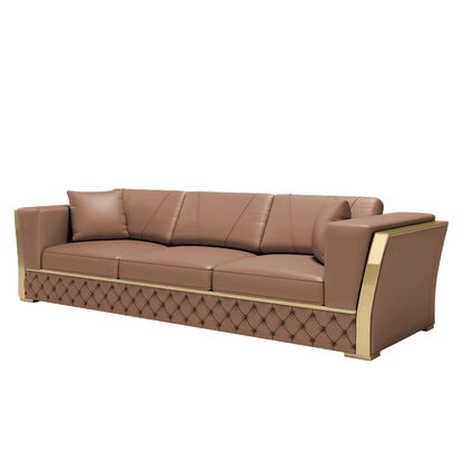 Mokdern Standard 3-seat Square arms Leather sofa