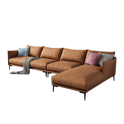 Mokdern 4-Seat L-shaped Modular Leather sofa