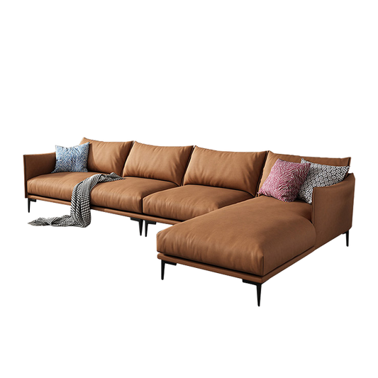 Mokdern 4-Seat L-shaped Modular Leather sofa