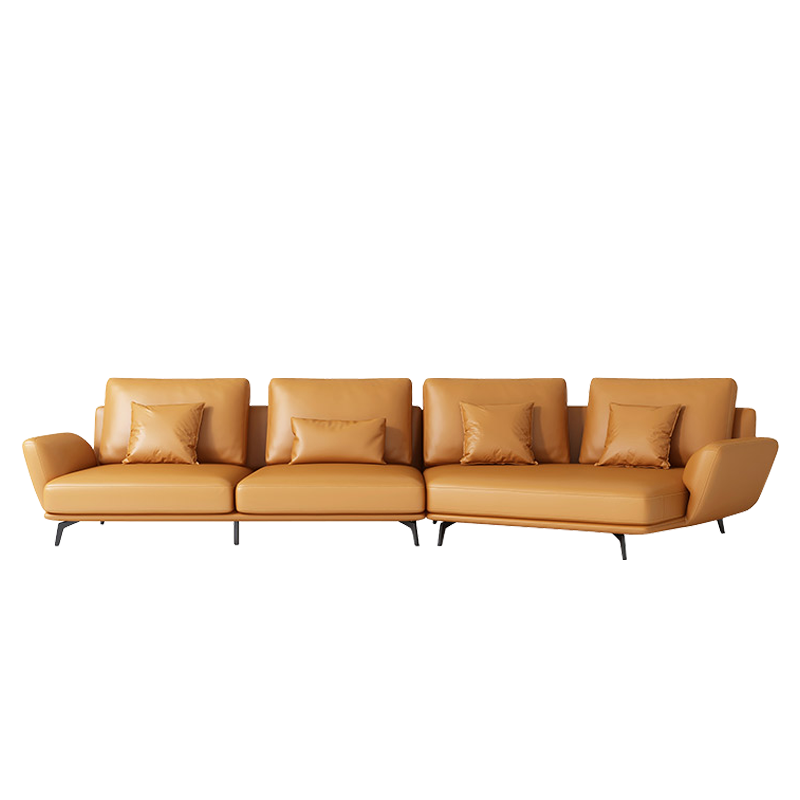 Mokdern curved 4-seat living room leather sofa