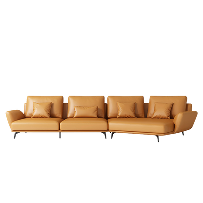 Mokdern curved 4-seat living room leather sofa