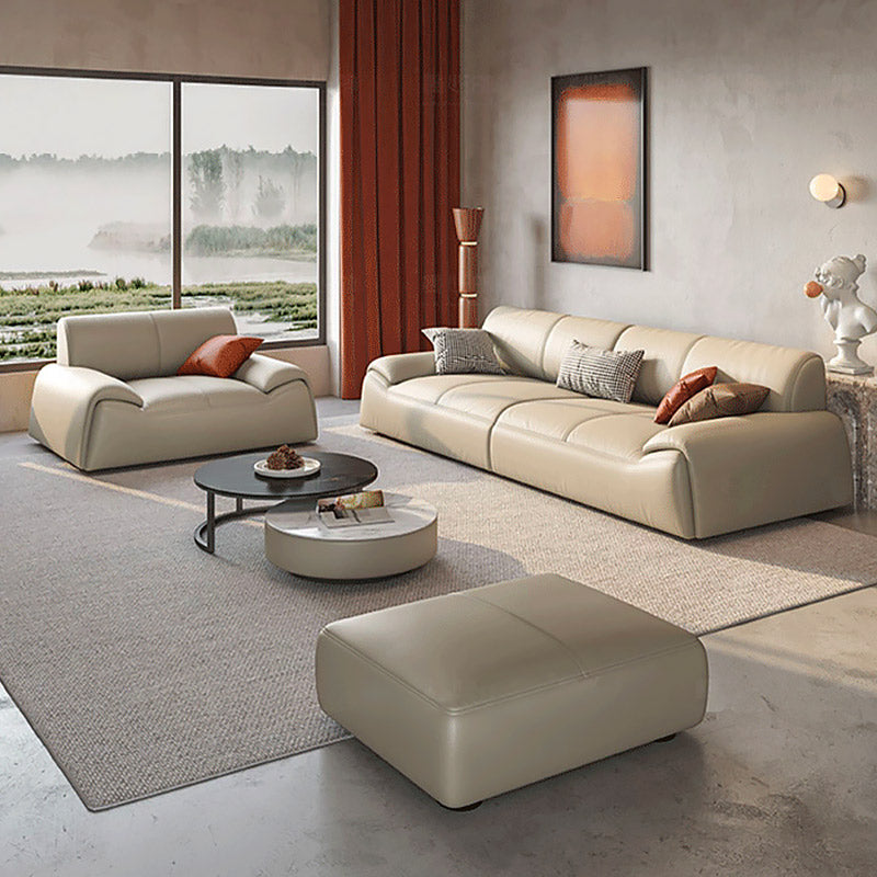 Mokdern 4-Seat standard round arms leather sofa